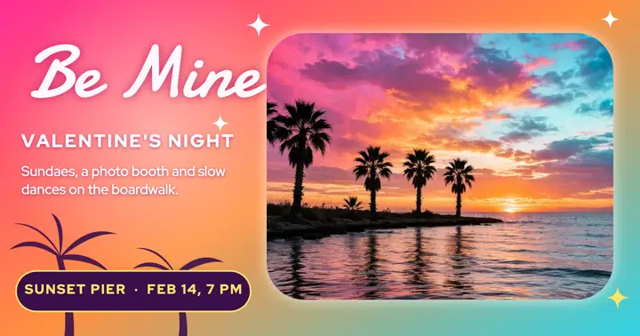 Sunset Pier Valentine's night post template