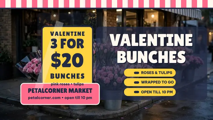 Petalcorner Valentine bunches thumbnail template