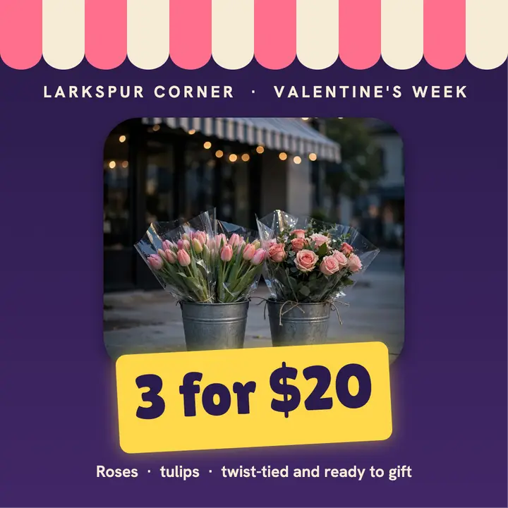 Larkspur Corner Valentine bouquets template