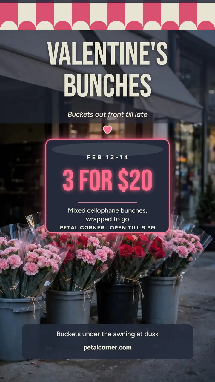 Petal Corner Valentine bunches story template