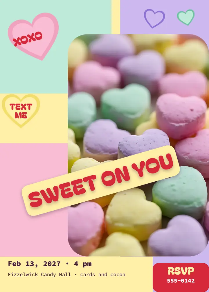 Fizzelwick Candy Hall Valentine party invitation template