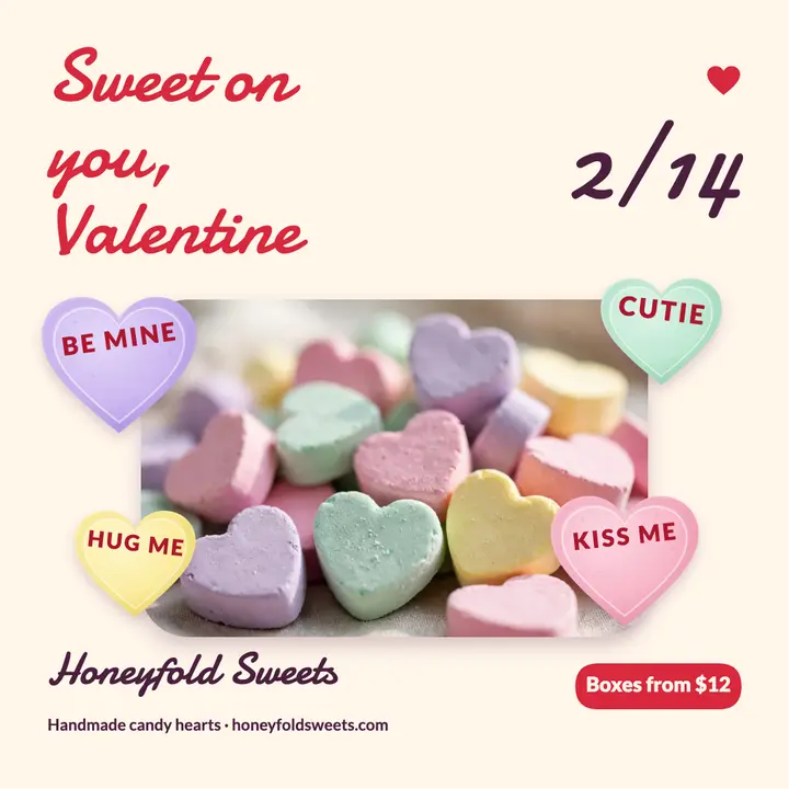 Valentine candy shop promo, conversation hearts template