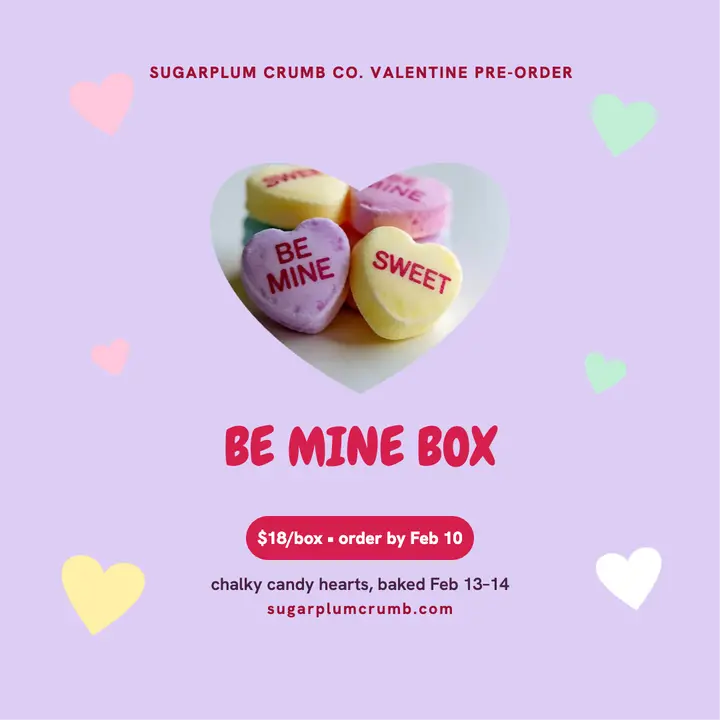 Valentine candy hearts bakery pre-order square template