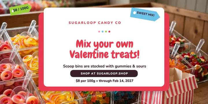 Sugarloop Valentine candy mix sale post template