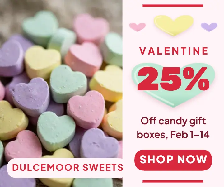 Dulcemoor Sweets Valentine candy sale ad template