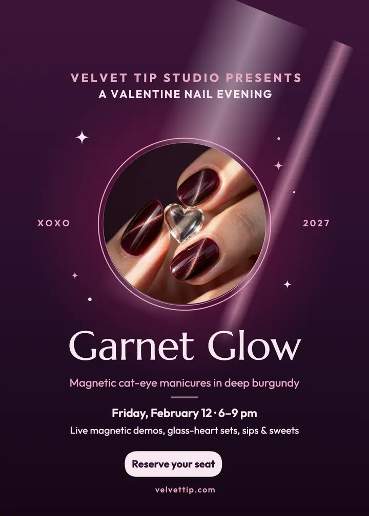 Velvet Tip Studio Valentine nail invite template