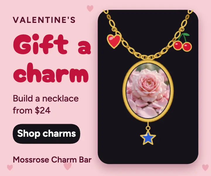 Mossrose Charm Bar Valentine's necklace ad template