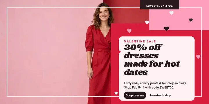 Lovestruck Valentine dress sale post template