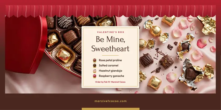 Marzivet Cacao Valentine's chocolate box post: valentine's chocolate post template