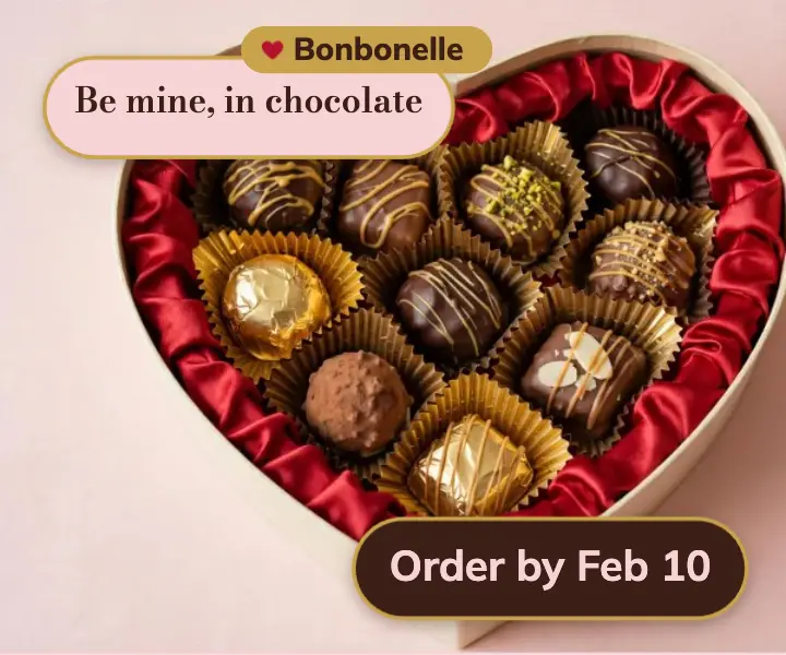 Bonbonelle Valentine's chocolate box display ad template