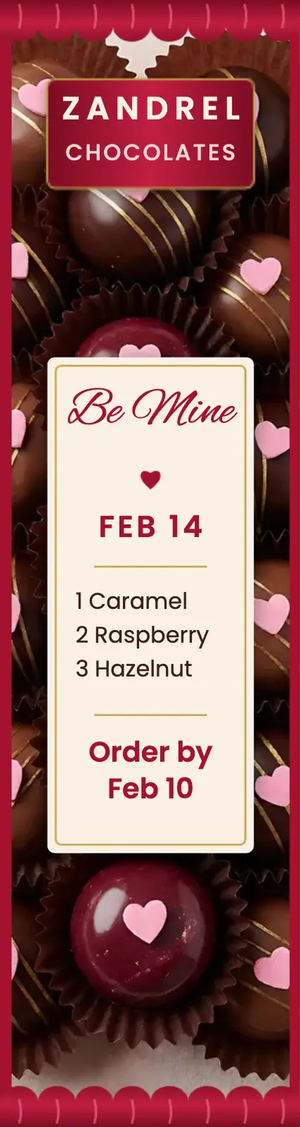 Zandrel Chocolates Valentine's skyscraper ad template