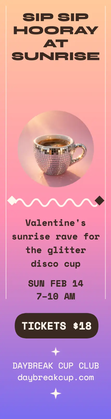 Daybreak Cup Club Valentine sunrise rave skyscraper template