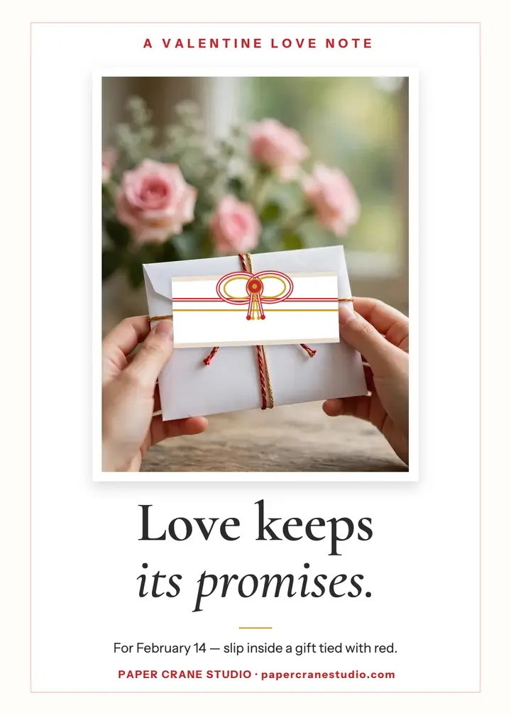 Paper Crane Valentine cord love quote template