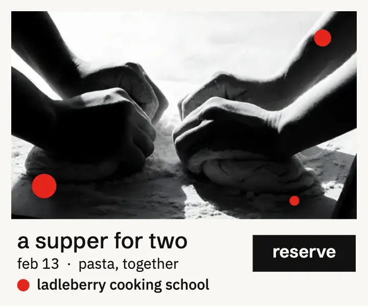 Ladleberry Cooking School Valentine's supper for two ad: valentine's cooking class ad template