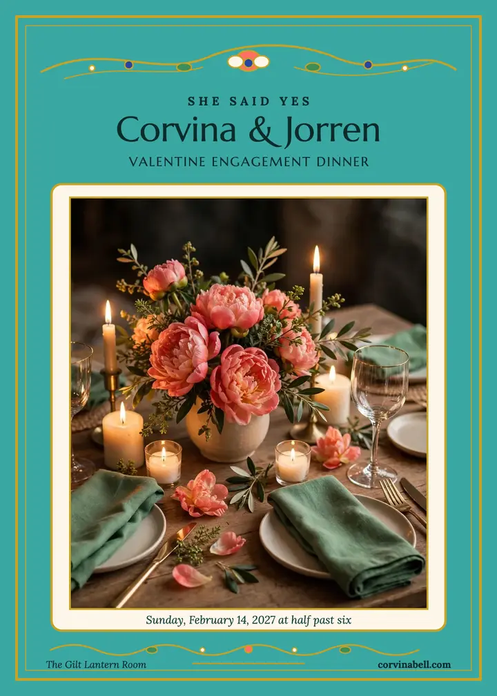 Corvina and Jorren Valentine engagement dinner template