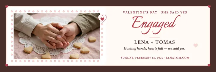 Lena and Tomas Valentine engagement lace header template