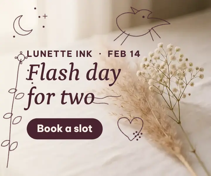 Valentine's fine-line tattoo flash day ad template