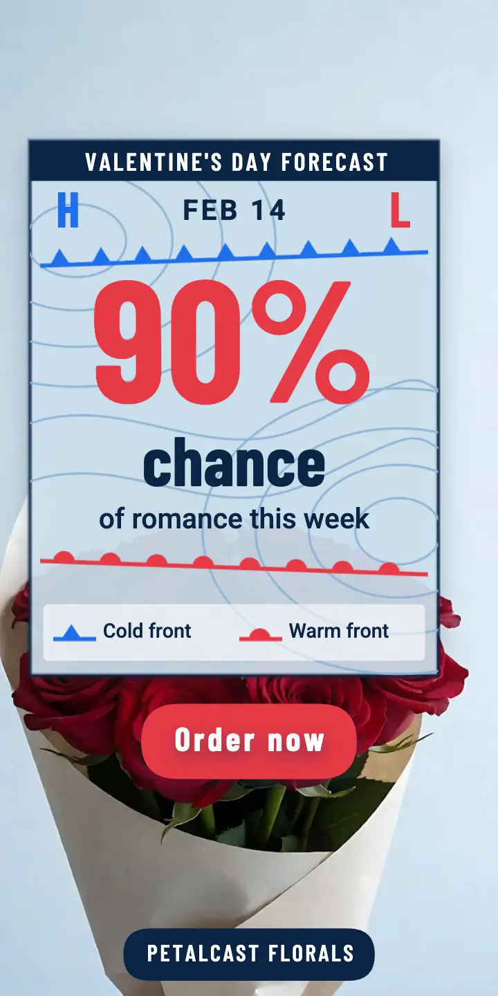 Petalcast Florals Valentine's forecast half-page ad template