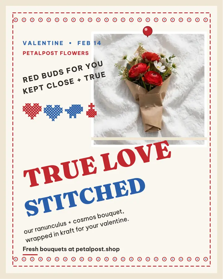 Petalpost Valentine handkerchief post template
