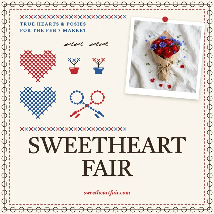 Sweetheart Fair Valentine hankie cover template