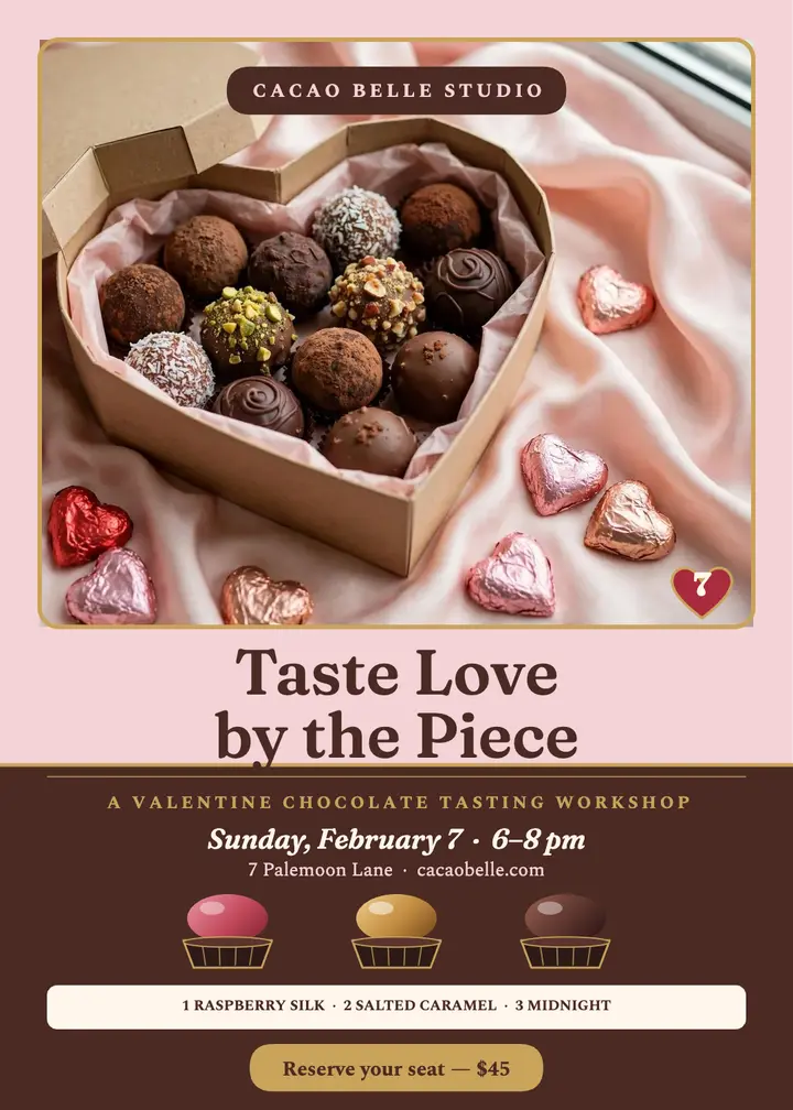 Cacao Belle chocolate tasting invitation template