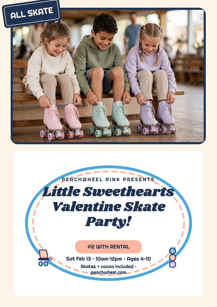 Peachwheel Valentine kids skate flyer template