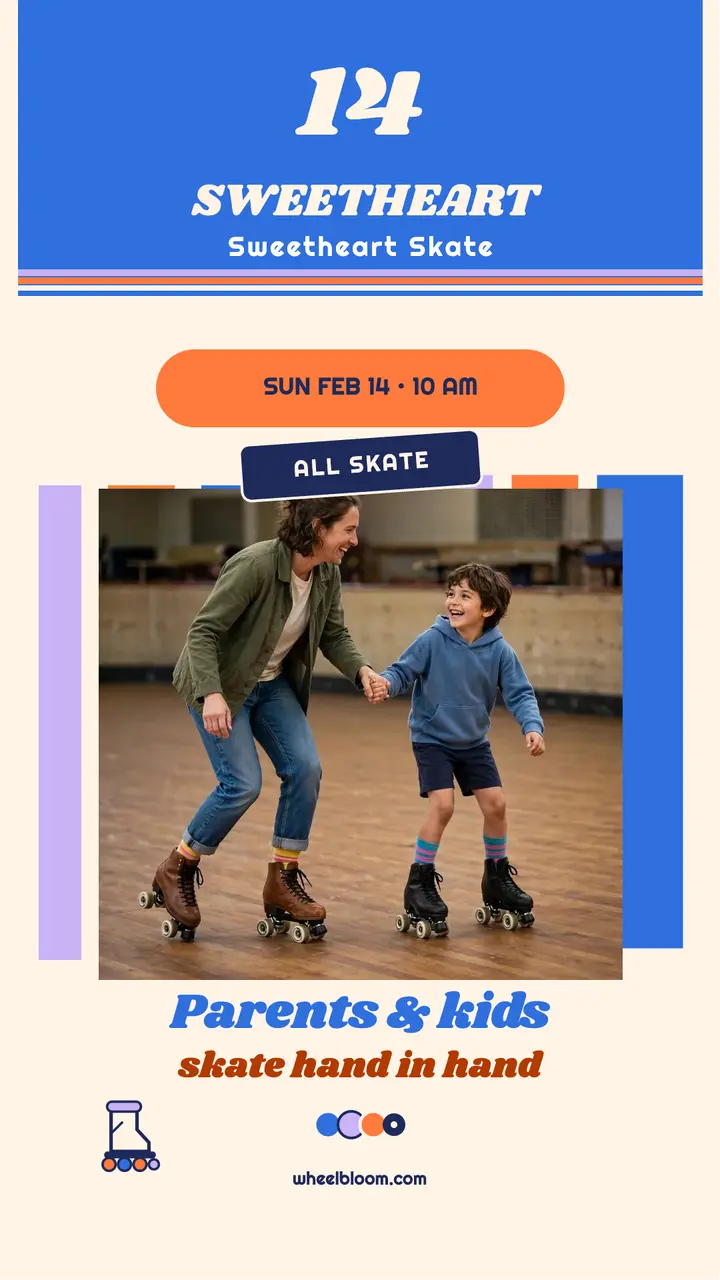 Wheelbloom Sweetheart parents and kids skate story template