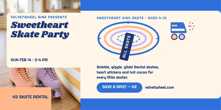 Velvetwheel kids Valentine skate party post template