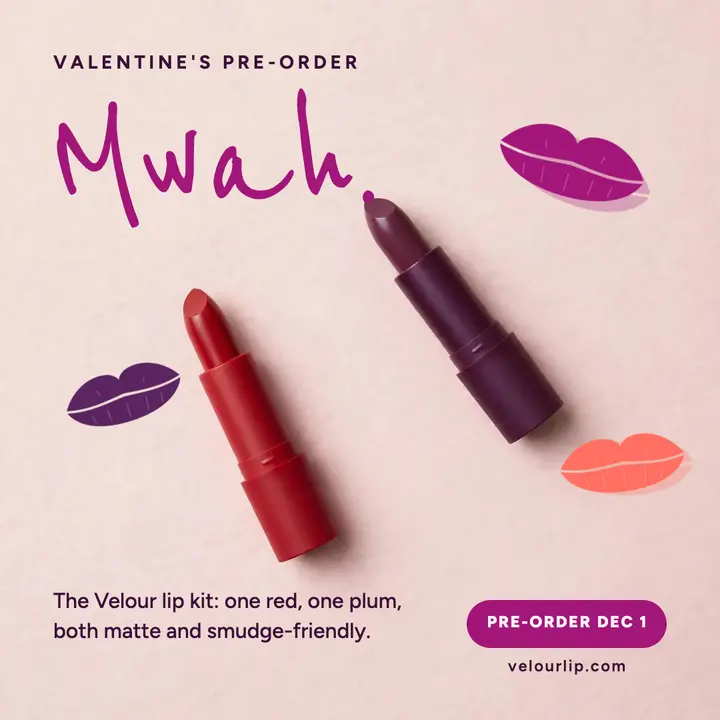 Velour Lip Valentine's kiss kit template