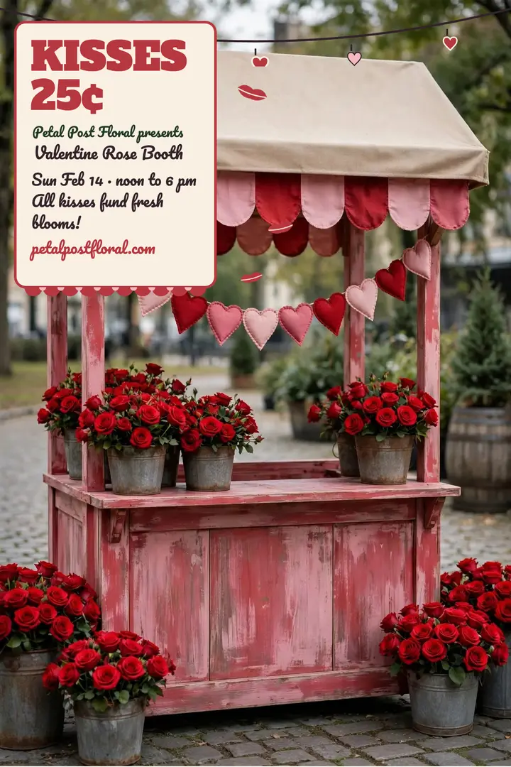 Valentine kissing booth fundraiser poster: valentine kissing booth poster template