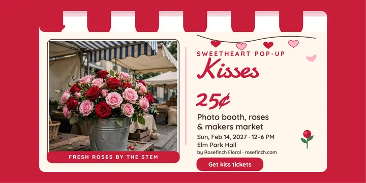Sweetheart kissing booth pop-up post template