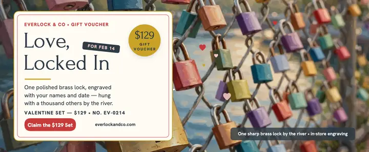 Everlock love lock Valentine voucher template