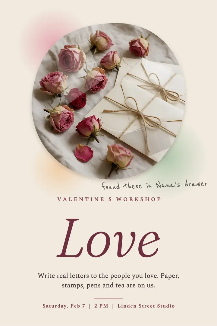 Valentine love notes workshop template