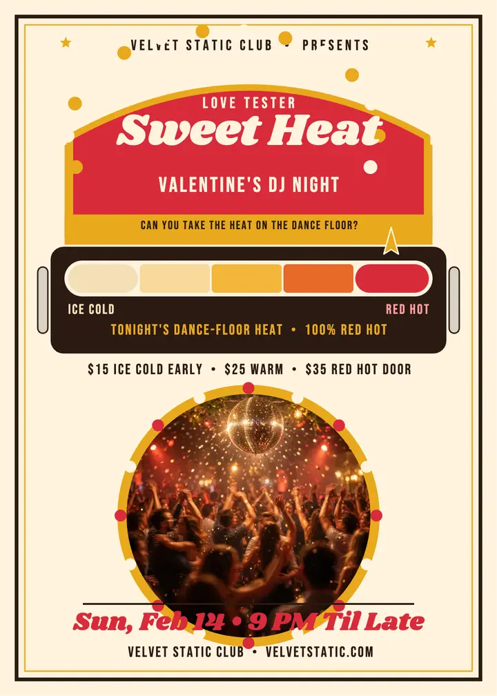 Sweet Heat Valentine DJ night love tester template