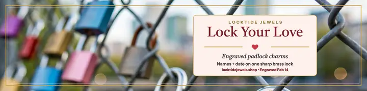 Locktide Jewels Valentine padlock banner template
