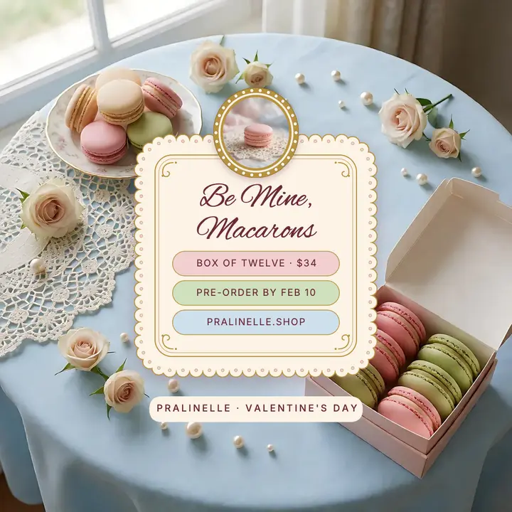 Valentine's macaron box pre-order, rococo romance template