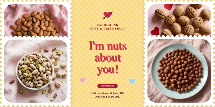 Valentine nut gift box pun card, x post template