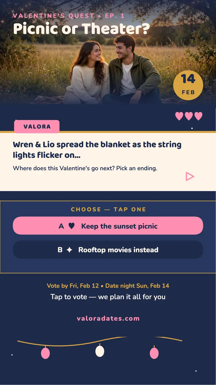 Valora Dates Valentine picker story template