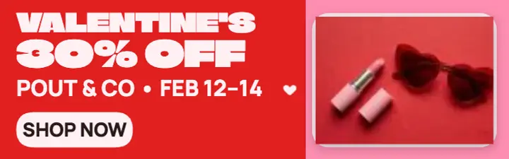 Pout and Co Valentine flash sale banner template