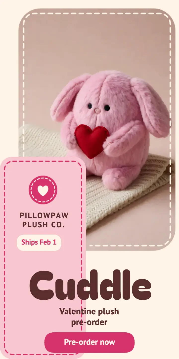 Valentine plush pre-order half page ad template