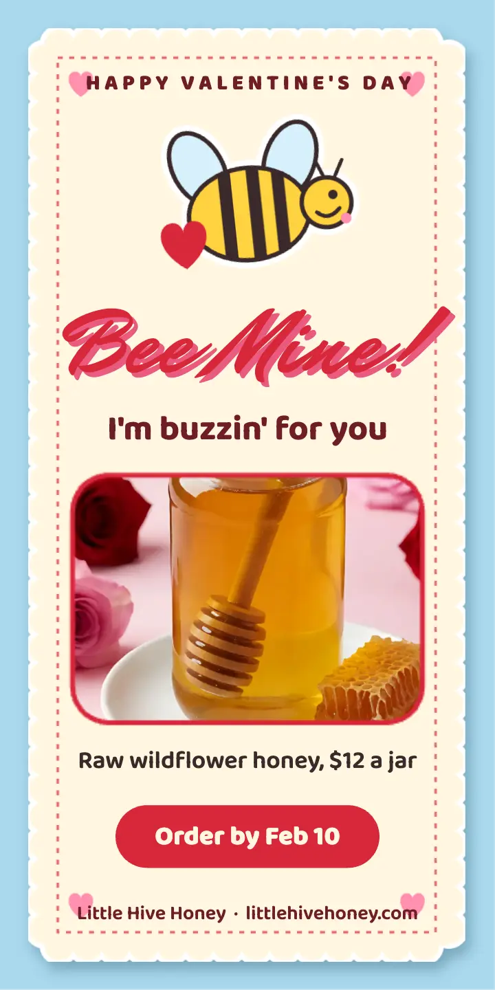 Little Hive Honey valentine template