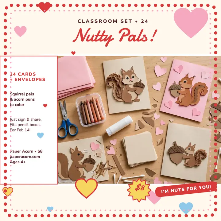 Paper Acorn nutty pals classroom set template