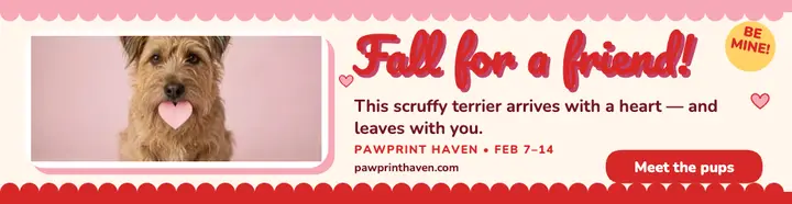 Pawprint Haven valentine pup billboard template