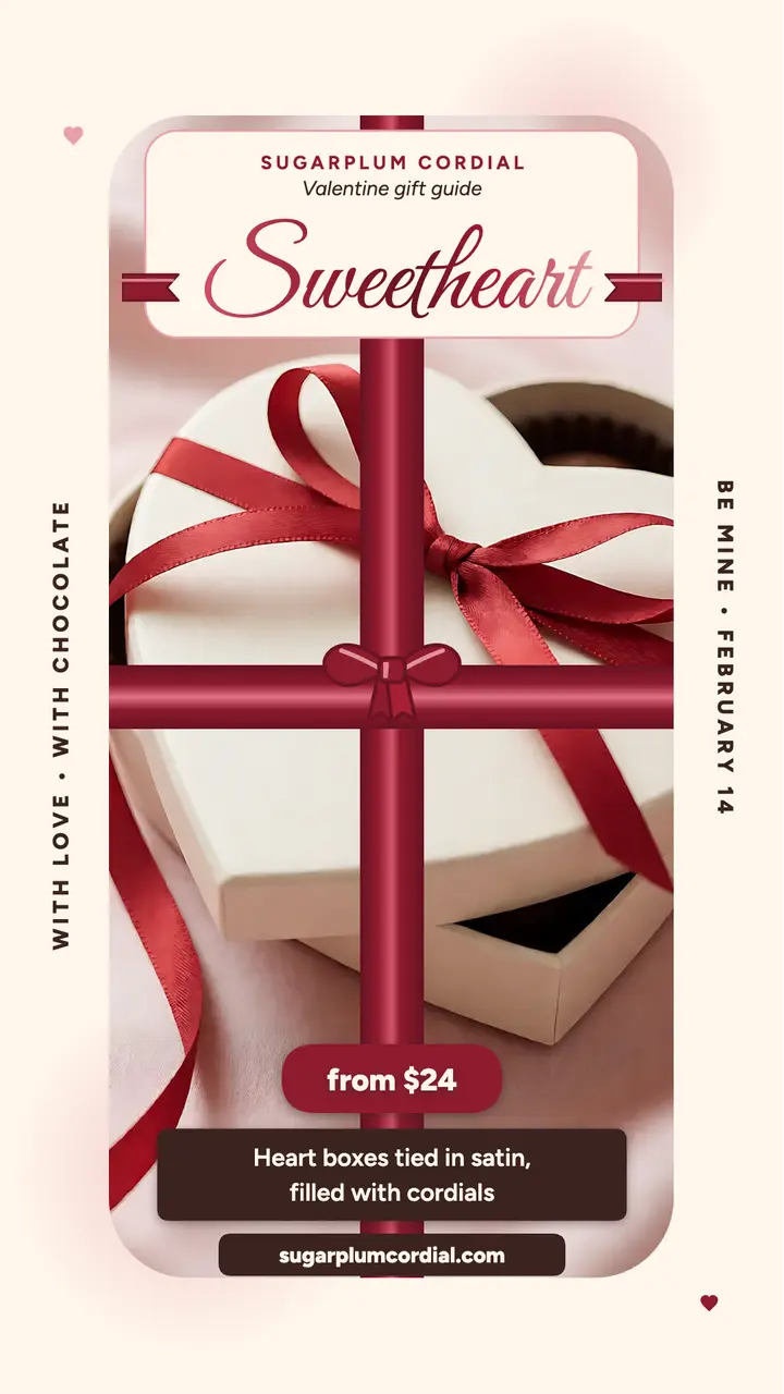 Sugarplum Cordial Valentine ribbon story template