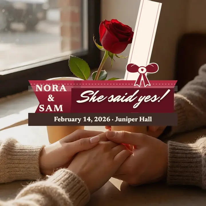 Ribbon engagement post, Nora and Sam template