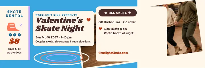 Starlight Rink Valentine skate night header template