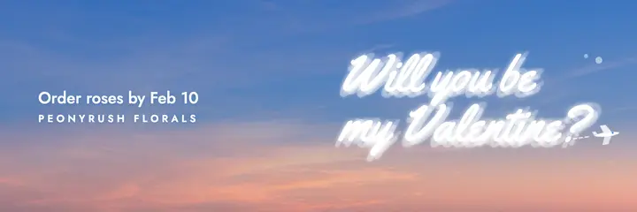 Valentine's florist header, skywriting: valentine's pre-order x header template