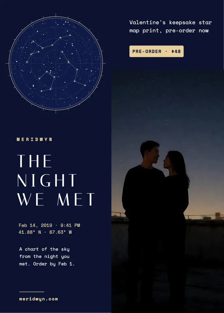 Star map keepsake, the night we met template
