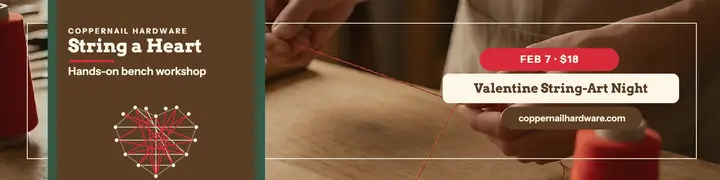 Coppernail Valentine string-art workshop banner template