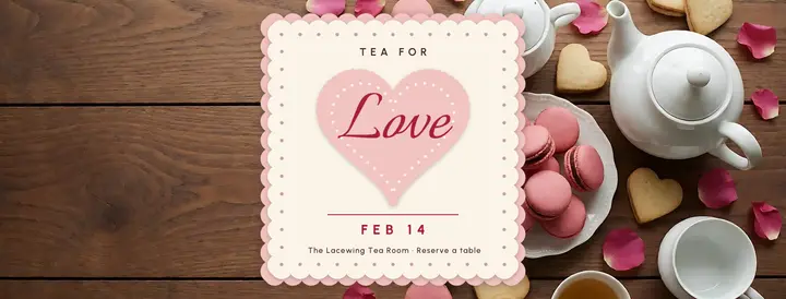 Valentine's tea party lace Facebook cover: valentine's tea party cover template